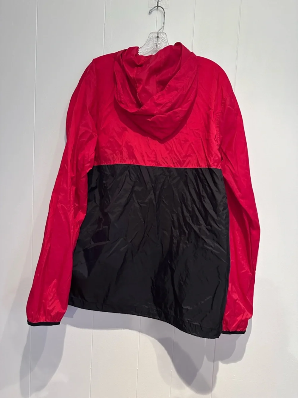 Elwood Red Black Windbreaker Jacket Hooded Lightweight Zip Up Large